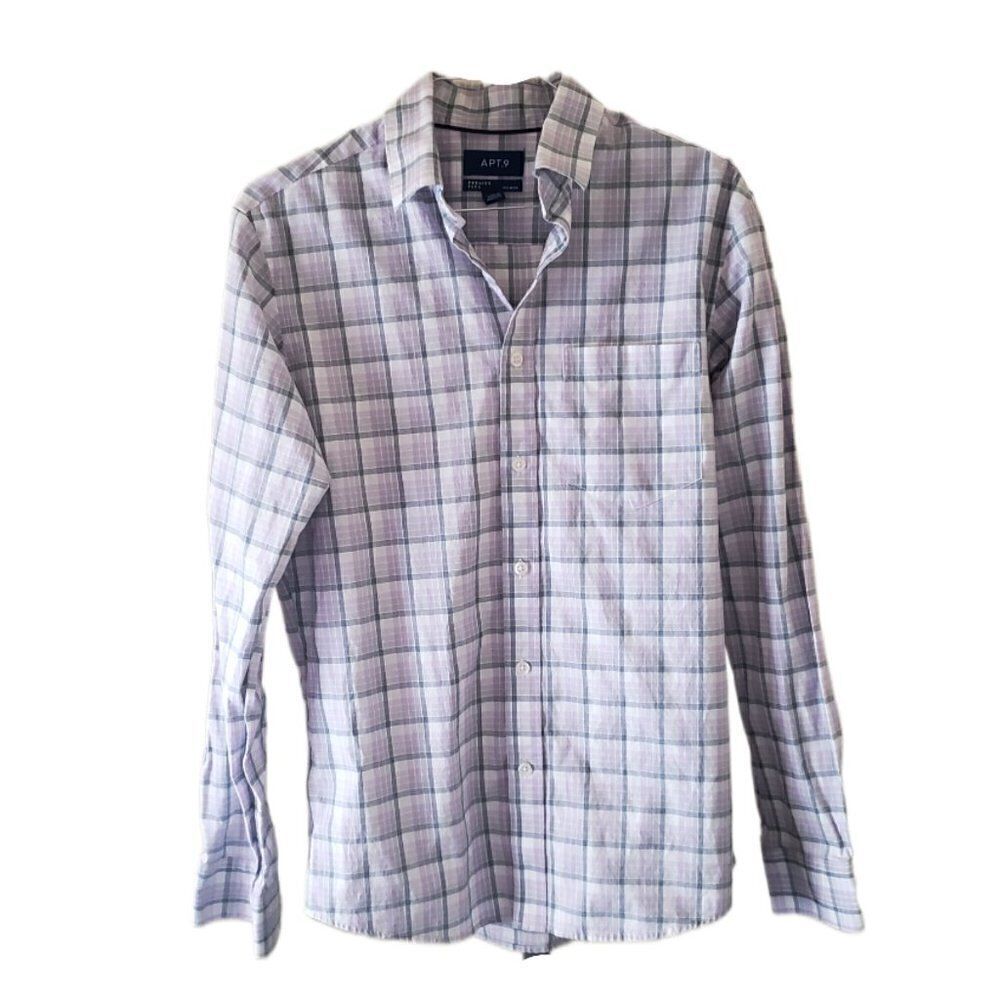 Apt. 9 Premier Flex Men's Lavender Check Long Sleeve Button Down Shirt
